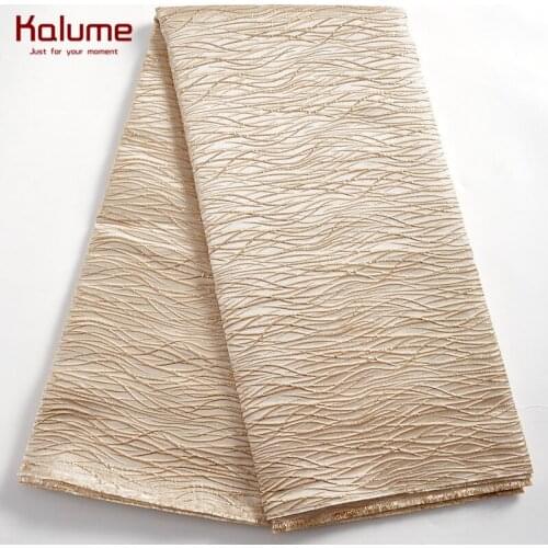 Kalume African Jacquard Lace Fabric Diy Dress Cyan Brocade French Gold Tulle Gilding Laces Fabric Satin For Wedding Dress H2391