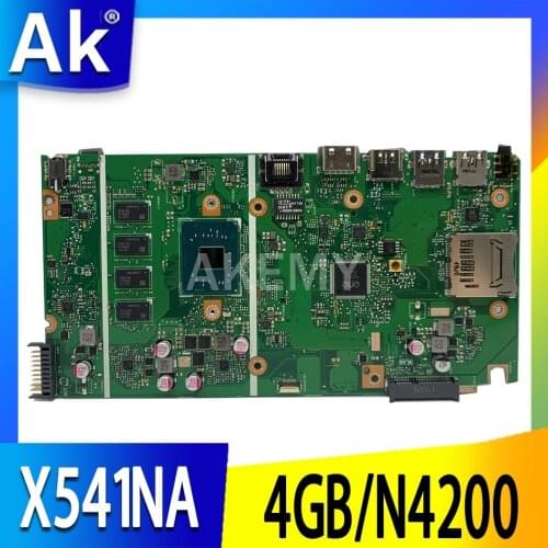 AKemy X541NA N4200/N3350 4GB RAM mainboard REV 2.1 For ASUS X541 X541N X541NA laptop motherboard 90NB0B30-R00031 free shipping