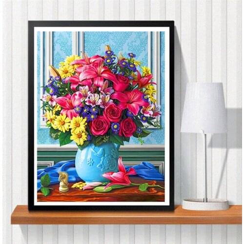 5D DIY Diamond Painting Flower Rose Cross Stitch Kit Full Drill Embroidery Mosaic Picture of Rhinestones Home Decoration Gift