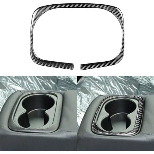 Car Back Seat Cup Holder Panel Frame Trim Cover Sticker for Honda Civic 8th Generation 2006-2011 Genuine Real Carbon Fiber