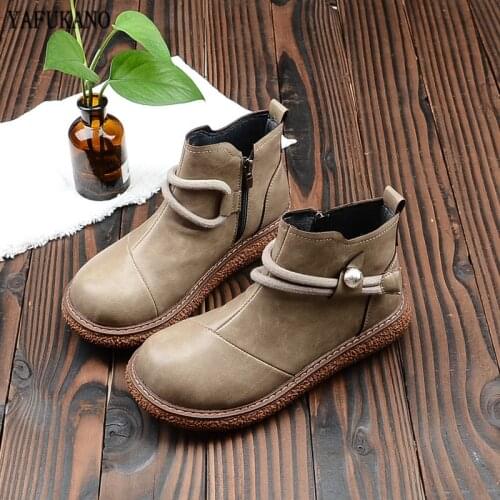 Japanese Style Thick Sole Big Head Martin Boots Mori Girl Literary Retro Doll Shoes Plus Velvet Warm Platform Casual Ankle Boots