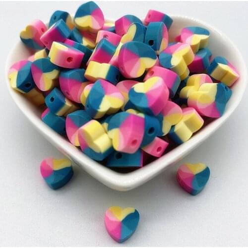 30pcs/Lot 10mm Mixed Colors LOVE Shape Clay Spacer Beads Polymer Clay Beads For Jewelry Making DIY Handmade Accessories #19