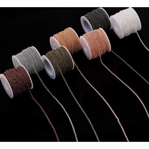 5m/Lot Width 1.5-3mm with Card Round Link Necklace Chain For Jewelry Making Findings Accessories Bracelet Handmade DIY Supplies