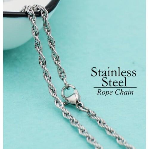50 Pcs - Stainless Steel Rope Chain Necklace Tarnish Free 2.5mm Rope Chain Necklace Choker for Women or Men
