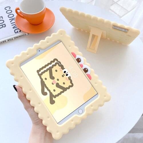 Kawaii Biscuit Case For iPad Air 3/2/1 2020 2019 2018 2017 9.7 10.2 inch Mini 4 5 Cute Soft Silicone Tablet Cover Accessories