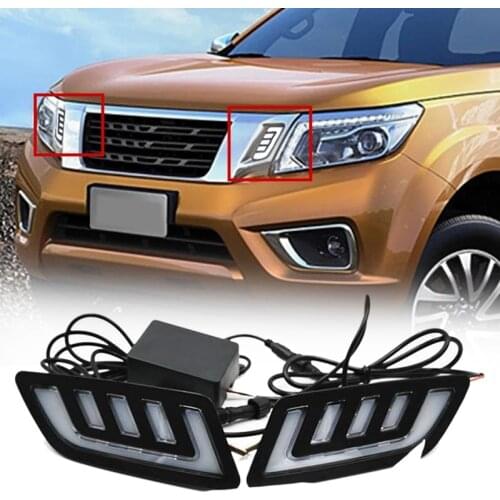 Car DRL Daytime Running Lights Mask Grille LED Lamp with Turning Signal for Nissan NAVARA NP300 D23 2015-2019