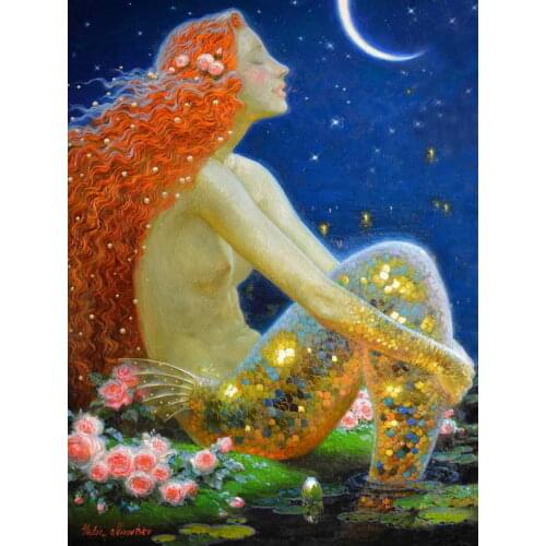 Home Art Decor Fantasy Vintage Mermaid Oil Painting Picture Printed On Canvas For The Sitting Room Adornment Art