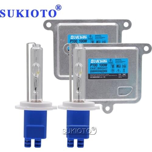 SUKIOTO 12V 100W Fast Bright HID Kit Electronic Replacement Ballast H1 H3 H7 H11 HB3 HB4 Car Retrofit Headlight Bulb 4300K-8000K