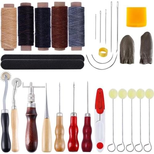 Imzay Leather Stitching Sewing Punch Craft Tools Kit Cutter Carving Working Stitching Leather Craft Tool Sets Accessories