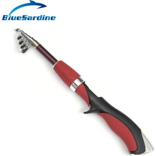 BlueSardine 1.4M Mini Fishing Rod Carbon Pesca Canne a Peche Fish Telescopic Spinning Rod