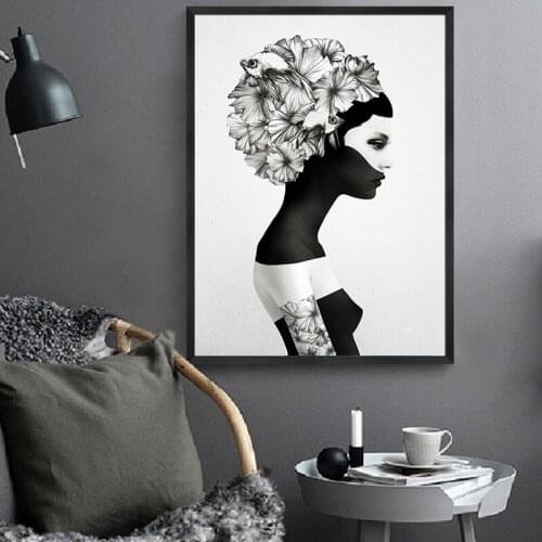 GOODECOR Canvas Painting Figure Picture Wall Art Portrait Home Decor Painting Black White Women Picture Art Poster Print