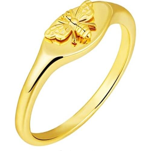 Ring S925 material small bee ring female fashion personality gold European and American simple animal decoration jewelry