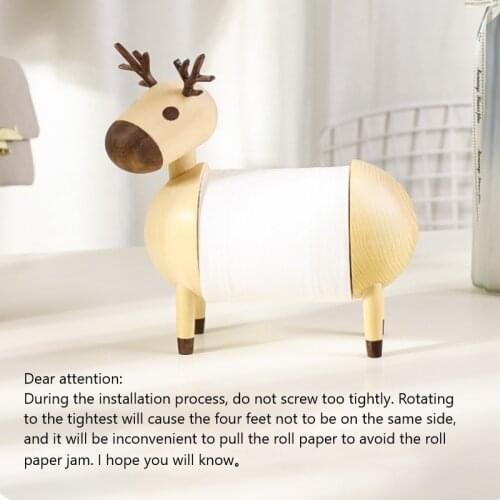 Elk Roll Paper Holder Creative Wood Crafts Decoration Ornaments Dining Table Kitchen Display Tube Vertical Paper Storage Racks