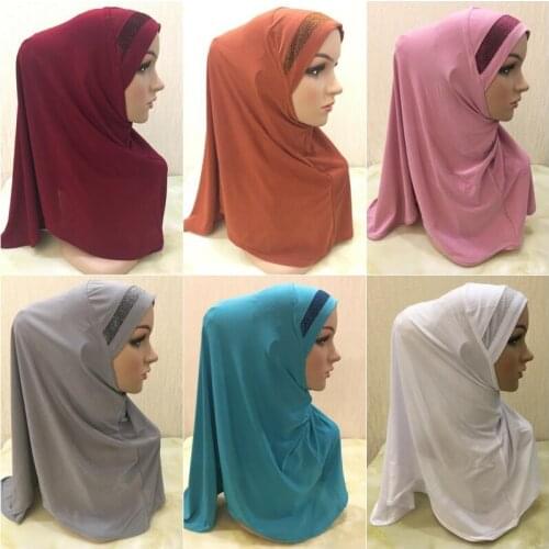 Muslim One Pieces Amira Headscarf Instant Hijab Islamic Headwear Shawl Arab Women Caps Middle East Ramadan Prayer Turban Jilbab