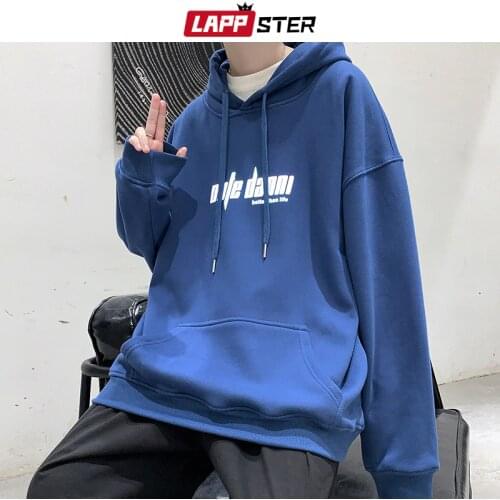 LAPPSTER Men Reflective Japanese Streetwear Hoodies 2021 Pullover Autumn Mens Oversized Hooded Hoodies Male Korean Sweatshirts
