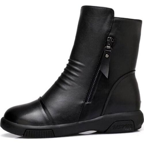 2018 New Shoes woman Winter Boots Warm Wool Snow Boots Genuine Leather Boots Women Non-slip comfortable Women Boots