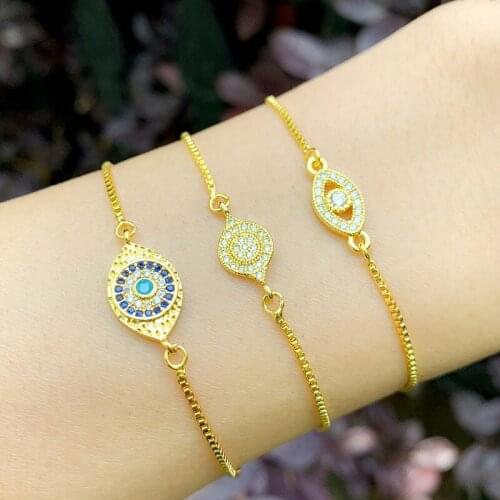 New Style Jewelry Evil Eye Bracelet Copper Gold-Plated Diamond Set Zircon Bracelet Couple Bracelet Wholesale