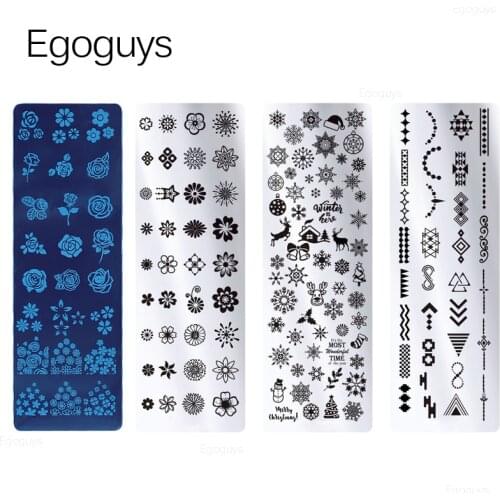 Lace Flower Animal Nail Art Printing Stamping Template Rectangle Stainless Steel Print Stamp Plate Geometric Stamper DIY Stencil