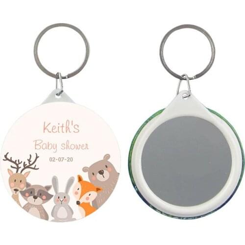 Personalized keychain mirror customized LOGO name date giveaway Keychain Gala Favors party Gifts For Guests Wedding Souvenirs