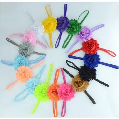 6pcs/lot 6.5 CM Fashion Newborn Infant Chiffon Flower Headband Solid Color Handmade Floral Elastic Hairband Girls Accessories