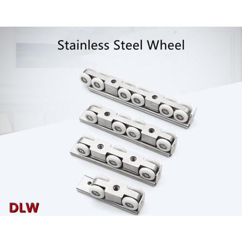 RONGYAO Stainless Steel Sliding Door Roller Hardware 4/6/8/12 Wheels Wood Door Hanging Wheels Rail Track Pulley