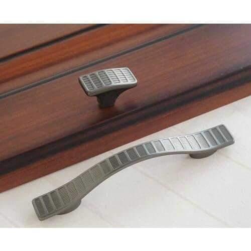 3.75" Grey Cabinet Pulls Square Drawer Knobs Handles Zinc Alloy Simple Closet Wardrobe Handle 96mm Modern Furniture Decoration