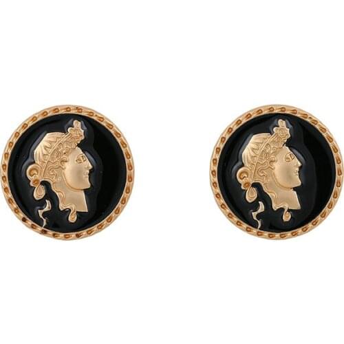 Korea temperament of restoring ancient ways like relief stud earrings small circular earrings earrings personality