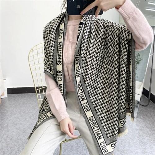 Women Fashion Imitate Cashmere Scarf Winter Warm Long Shawl Stole Houndstooth Kerchief Large Blanket Bandana 190*65cm