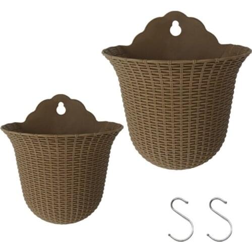 Wall Flower Pots Home Office Garden Decoration With Hook Storage Baskets 2PC Outdoor Container Gardening Durable Tough Organizer