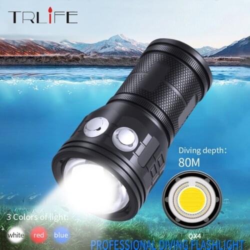 IPX8 Powerful Diving Flashlight Photography Led Light Underwater 80m 12800mah COB Dive Torch Lamp multifunction Scuba dive light