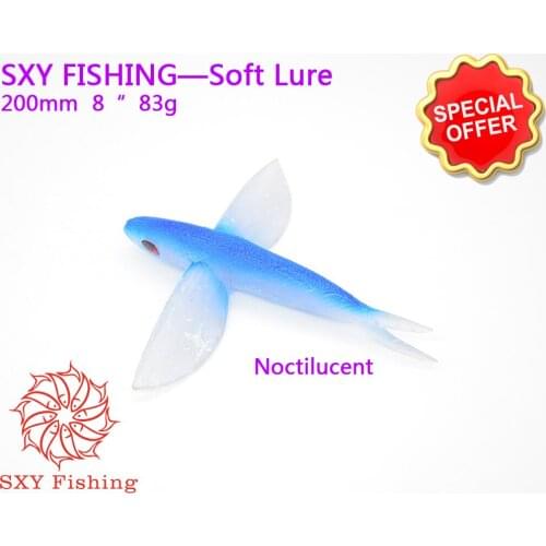 SXY FISHING 8 inches Noctilucent Flying fish lure Flying fish bait Soft fish bait trolling lure Deep sea fishing Ship bait