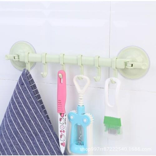 1pc Plastic Suction Cup Kitchen Hanger Organizer Bath Clothes Towel Bathroom Hook Cooking Tool Flexible Storage Rack Shelf