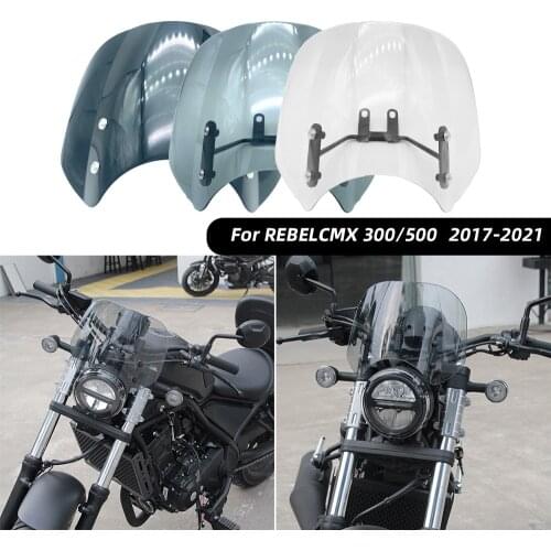 REALZION Motorcycle Front Windscreen Windshield Wind Screen Shield Deflector w/ Holder For HONDA Rebel CMX 300 500 CMX300 CMX500