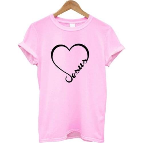 ZBBRDD Love Heart Jesus tshirts 100% Cotton Clothes Harajuku Fashion funny cute short sleeve Printed T-shirt Graphic top tees