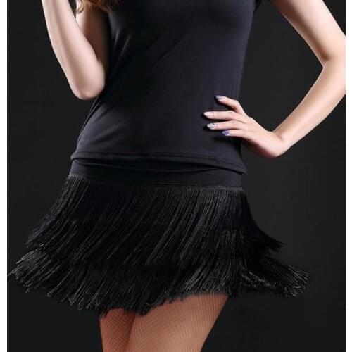 Women Latin Dance Skirt Sexy Double Fringed Tassel Latin Dance Dress Tango Samba Purple Skirt Dress for Dancing