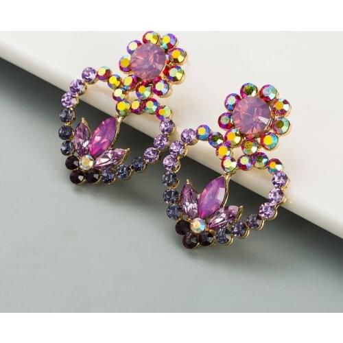 2021 New Arrival Big Heart Drop Earrings Dazzling Mixed Crystals Earrings for Women Fashion Bohemian Dangle Long Jewelry Brincos