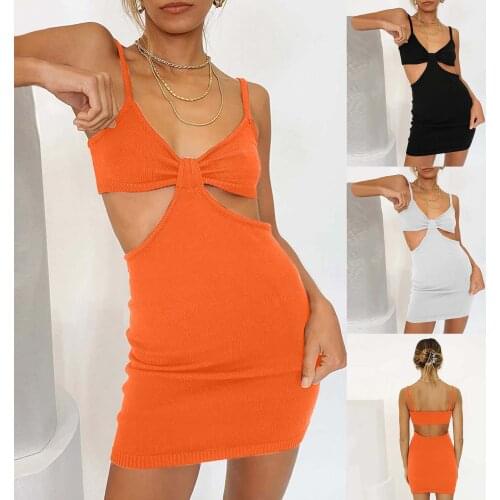 S/M/L Summer New Womens Fashion Suspenders Hollow Sexy Backpack Hip Dress Dropshipping платье летнее женское2021