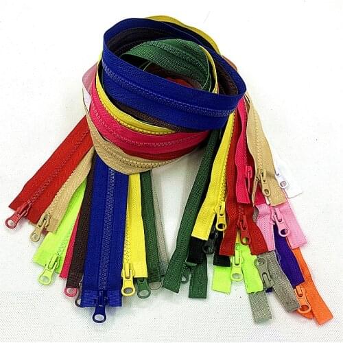 1pcs double zippers, 5# 80cm, 90cm, 100cm plastic resin double zippers, colored clothes sliders, clothes bags, sewing materials