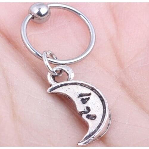 1Piece Stainless Steel Captive Bead Hoop Ring Sun Moon Nose Rings Lip Labret Nose Rings Tragus Body Piercing Jewelry