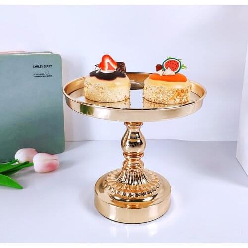 1Pc Gold plating Crystal Cake Stand set Dessert Tray Mirror Surface Wedding cupcake stand Decorative Candlestick