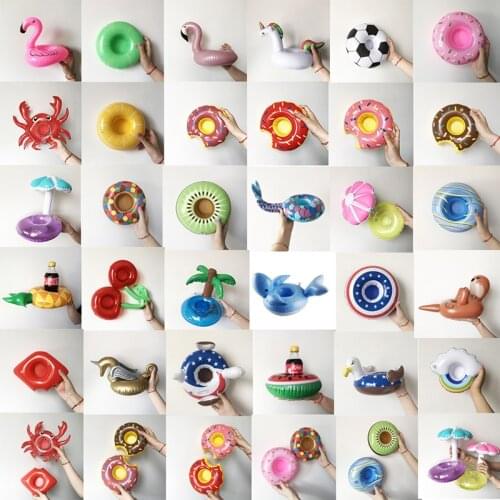10pcs/lot Mini Fruit Shape Inflatable Water Swimming Pool Drink Cup Stand Holder Float Toy Coasters For Beverage Beer Bottle