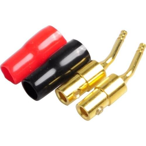 2-Pair 2mm Banana Plug Screw Type o Speaker Cable Connector Copper Gold Plated
