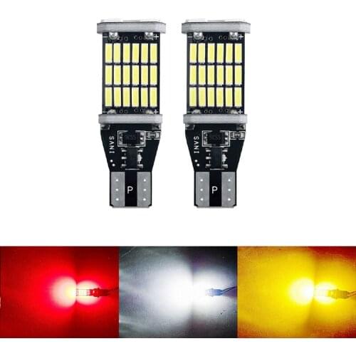 2 Pcs T15 4014 45 SMD Super Bright LED Car Tail Brake Bulbs Turn Signals Canbus Auto Bcakup Reverse Lamp Daytime Running Light
