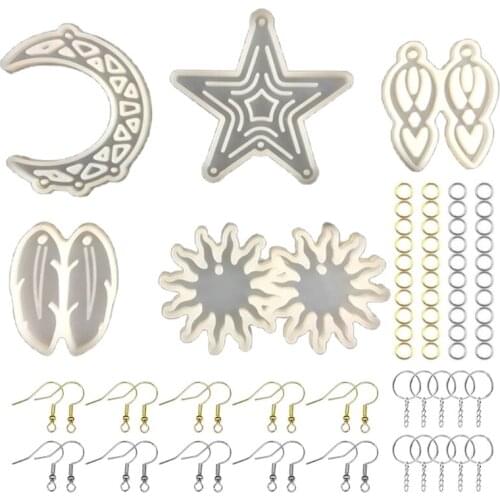 3XUA Dream Catcher Feather Sun Star Pendant Epoxy Resin Mold Earrings Silicone Mould