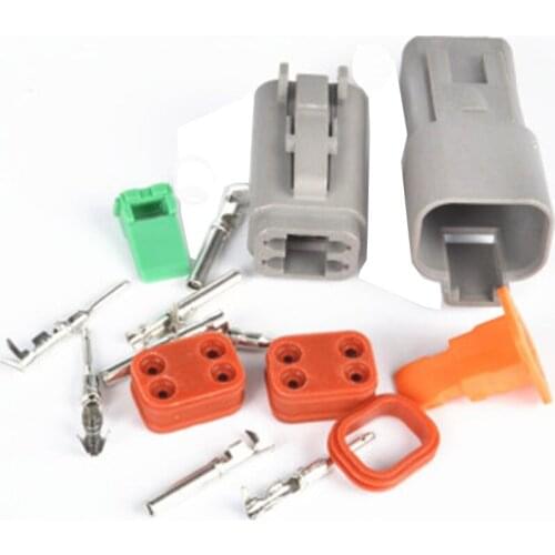 5 Set 4P Pin Waterproof Electrical Automotive Wire 14-18 AWG Female and Male Grey for Deutsch Connector Motor Car