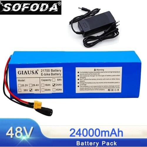 SOFODA 48V 24AH 21700 High power 700W Electric Bike Battery E-bike Battery 48V24ah Lithium Battery with 50A BMS