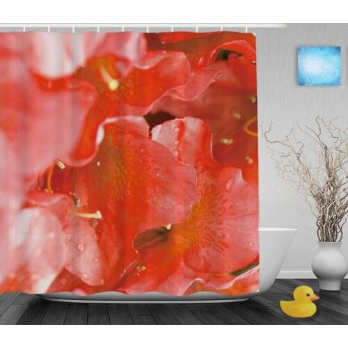 Azalea Blooming In Spring Bathroom Shower Curtain Beautiful Nature Flowers Shower Curtain Waterproof Polyester Fabric With Hooks