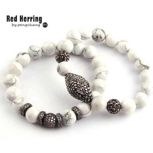 Free Shipping Fashion 2pc Set Micro Zircon Pave and Oval Pave Ball Stone Bracelets