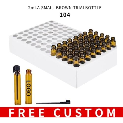 Wholesale 104Pieces/Lot 2ML Portable Refillable Brown Glass Perfume Bottle With Black Cap&Empty Essential Oils Trial Pack Tube