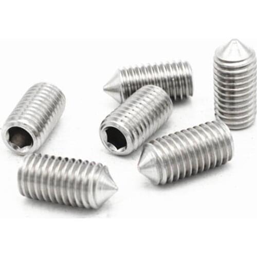 BMBY M5 x 8mm Cone Point Hex Socket Set Grub Screw Silver Tone 20 pcs